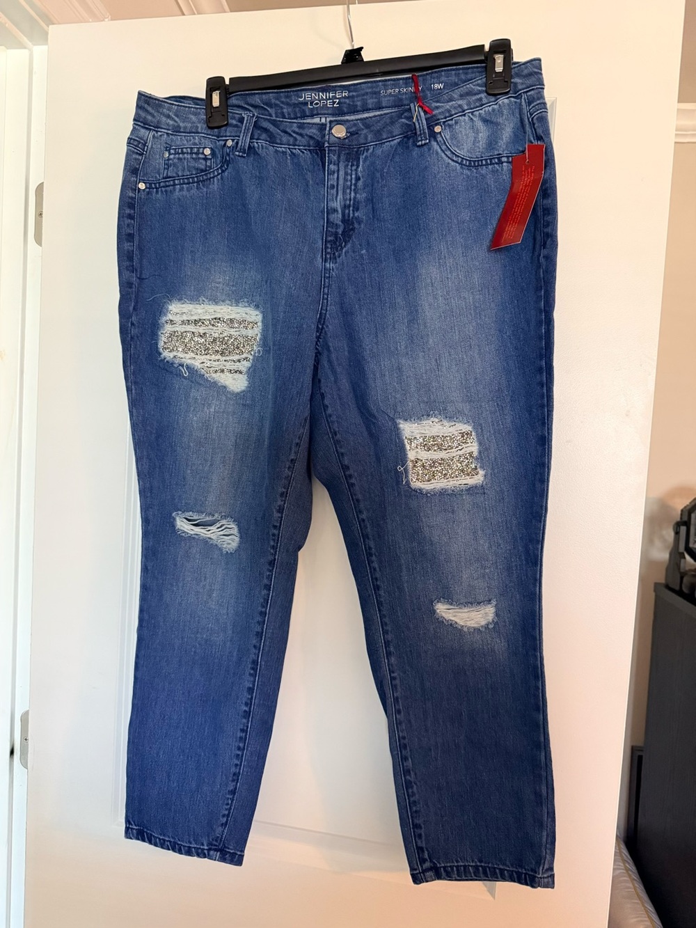 Jennifer Lopez Blue Distressed Boyfriend Jeans